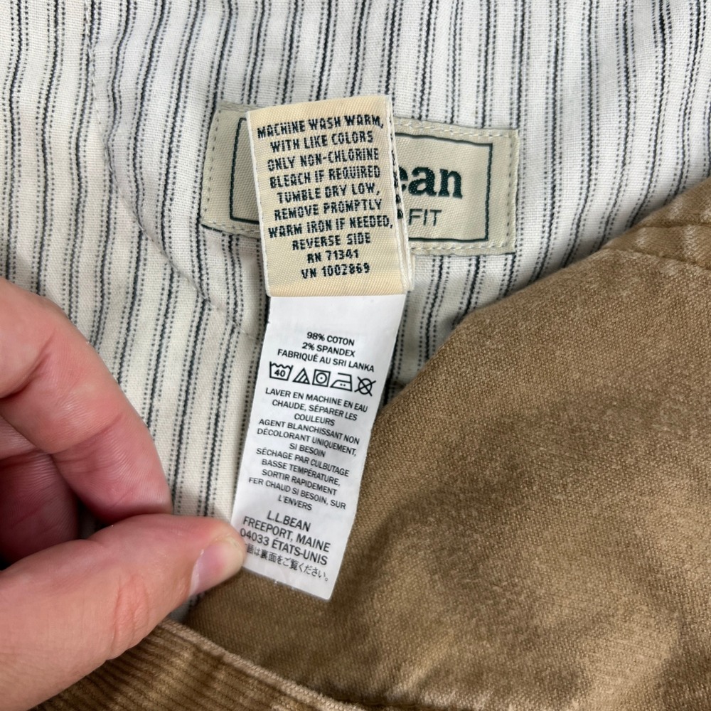 LL Bean Standard Fit Corduroy Pants Mens 44x29 Brown Stretch 502837 - Picture 7 of 8
